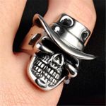 Silver Skull Cowboy Hat Ring Size 9 Photo 0