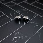 Vintage Stud Earrings Clear Gem Oval with Silver Tone Halo Photo 3