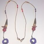 Casual Corner Gold Tone Purple Red Chunky Beaded Boho Retro Necklace Photo 3