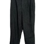 ZARA  Wool Blend Pin Striped Hi Rise Trouser Pants Pockets Buttons S Grey #3638 Photo 9