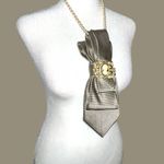 “Dainty Dapper” Elegant Black & gold neckTie Necklace with cameo brooch. Photo 1