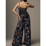 Anthropologie Hutch Velvet Floral Wide-Leg Jumpsuit Size XS Blue Pattern Photo 1