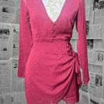 superdown Burgundy Metallic Wrap Mini Dress S Long Sleeve Party DateNight Outfit Photo 0