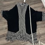 Ellison  Black and White Fringe Cardigan Photo 8