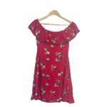 ZARA  Dress Red Floral Off Shoulder Size S Cocktail Beach Festival Boho Y2K Photo 2