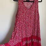 Papillon Floral Ruffle Smock Red Mini Dress XL Scandigirl Preppy Layering Tunic Photo 0