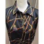 ZARA  TRF Tunic Top Womens M Black Chain Print Longline Button Front Modern Chic Photo 5