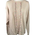 Cottage Essentials Embroidered Floral Sweater‎ Beige Ramie Cotton M Vintage Pink Size M Photo 0