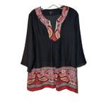 Rafaella  Paisley Style Print Bohemian Style 3/4 Sleeve V-Neck Tunic (Size L)‎ Photo 0