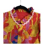 Unique Rainbow Jaguar Button Down Womens Midi Dress Jungle Vibrant Size Small Red Photo 3