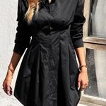 NEW Casual Black Long Sleeve Button Front Shirt Dress Size XL Photo 1