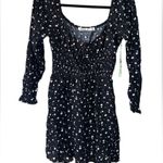 Liberty Love Black Smocked Dress Sz M Tiered Ditsy Flowers Balloon Sleeves Boho Photo 1