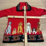 Vintage Storybook Knits Dogs Friends Button Down Cardigan Novelty Size S Red Photo 4