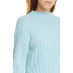 Vince 💕💕 Ribbed Mock Neck Wool Cashmere Blend Sweater ~ Heather Aria Blue M NWT Photo 4
