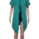Pulp women tie front short sleeve teal crochet bathing suit cover up L Green Size L Photo 0