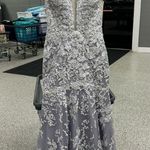 Gray/Purple Plunge Neck Sleeveless Prom Gown Gray Size 6 Photo 0