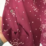 Lush Clothing Lush Women’s Warren Split Neck Blouse Berry-Cream Burgundy Roll Tab Sleeve 3X Photo 2