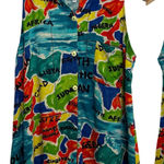Jams World VTG Multicolor Africa Map Print Sleeveless Hawaiian Shirt Boho Medium Photo 0