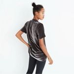 Madewell ‎ Gray Velvet Choker V Neck Blouse Top Size Small Velour Photo 2