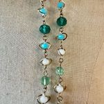 Gold tone blue green crystal necklace Photo 4