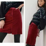 Anthropologie  Montie Connie Velvet Mini Skirt Raspberry Plus Size 16 NWT Photo 6