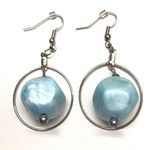 Blue bead hoops dangle earrings MunandMe handmade Photo 0