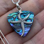 Mermaids Dream Abalone Sterling Silver Star Fish Necklace Green Photo 2