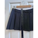 Sans Souci  New Black Exposed White Boxer Waistband Front Pleat Mini Skirt Medium Photo 4