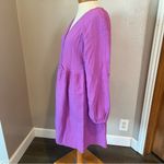 Time and Tru 100% Cotton Purple Long Sleeve Faux Wrap Dress Women’s Size Medium Photo 3