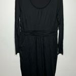 Boden Alanna black knit dress long sleeve scoop neck pockets size 10L Photo 0