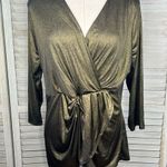 Thalia Sodi Gold Metallic Wrap Front Blouse-XL Photo 0
