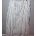 CeCe  Eyelet Midi A-Line Skirt Elastic Waist Lined Ivory White Women’s Plus 22W Photo 2