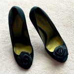 Charles by Charles David  black rosette satin peep toe heels. Photo 0