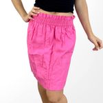 J.Crew 00s Vintage Pink Linen Stretch Waist Paper Bag Skirt Photo 1