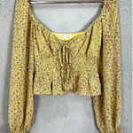 She + Sky Top Women Small Yellow Dainty Floral Boho‎ Hippie Cottagecore Coquette Photo 0