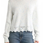 French Connection Nevanna Scalloped Hem Sweater White Blue XL Photo 0