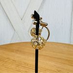 Goldtone Cage Drop Ball Rhinestone Stud Earrings 3D Gold Photo 1