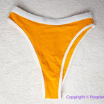 New! Oneone Free People ribbed bikini bottom gold white color block,‎ size XS Photo 0