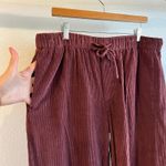 American Eagle AE Burgundy Red Soft Corduroy Drawstring Waist Wide Leg Pants Size Large Photo 2