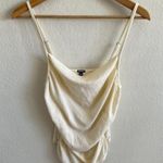 MONROW Cream Light Beige Draped Ribbed Knit Supima Cotton Tank Top Womens Medium Photo 1