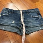 Free People FP  Womens Jean Shorts Button Fly Distressed Raw Hem Blue Denim Sz 27 Photo 7