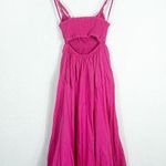 Anthropologie V-Neck Tiered Bubble Hem Poplin Maxi Dress Size XS Barbie Pink Photo 12