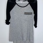 Moa Moa  Gray Black Crew Neck Raglan Shirt Small Aztec Front Pocket Photo 9