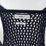 ZARA  Blue Black Loose Knit Crochet 100% Cotton Beachy Coastal Tank Top Small Photo 9