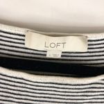 Loft Ann Taylor  Womens Sweater Boat Neck Ruffle Sleeve Striped Black White L Photo 3