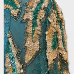 Lillie Rubin Sequin Leaf Design Evening Vintage Dress (L) Blue Size L Photo 5