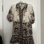 Farm Rio Flower Fan Tapestry Print Puff Sleeve Belted Mini Shirtdress Photo 3