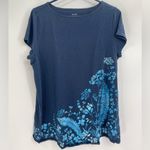Pure j.jill pj floral knit tunic blue floral tee shirt short sleeve size large Photo 1