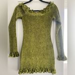 NWT Caroline Constas Megara Off the Shoulder Shirred Stretch Velvet Mini Dress Green Photo 3