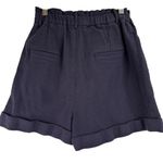 FRNCH  Paris Women's Navy Blue Pleated Cotton Shorts Size Large Photo 2